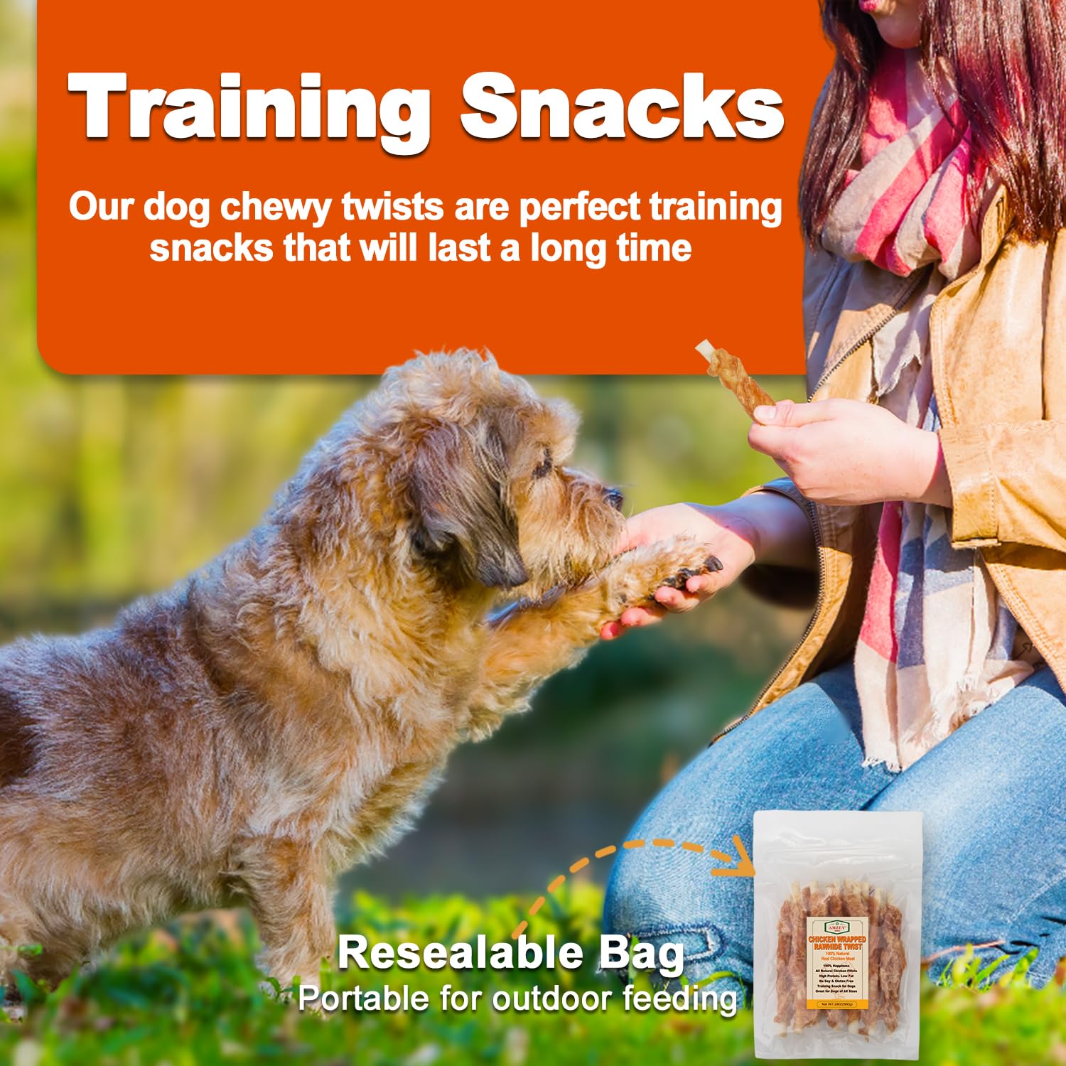 Amzey resealable bag packaging for convenient, on-the-go treats.