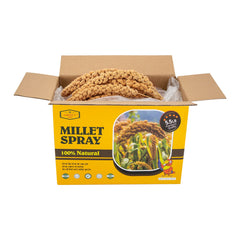Amzey sun-dried millet bulk bag showing non-GMO ingredients.
