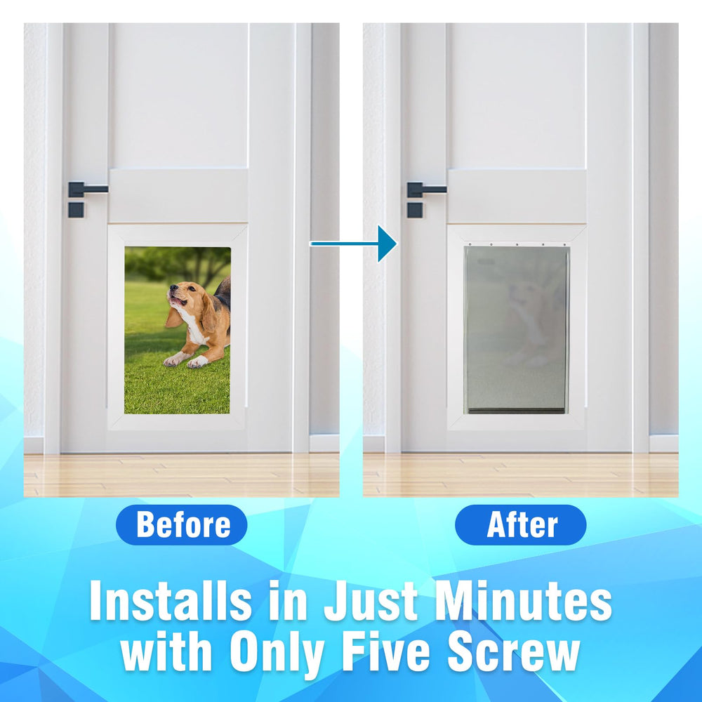 AMZOO compatibility image highlights works with PetSafe and Ruff Weather doors.