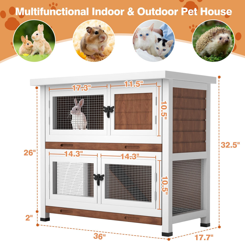 AMZOSS rabbit hutch with removable trays for easy cleaning and hygiene.