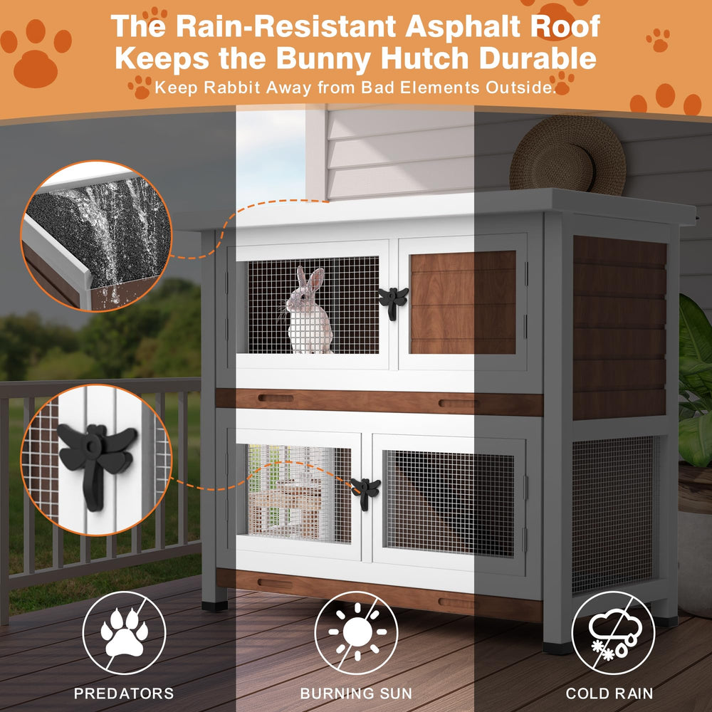 AMZOSS hutch includes ventilation door for fresh airflow.
