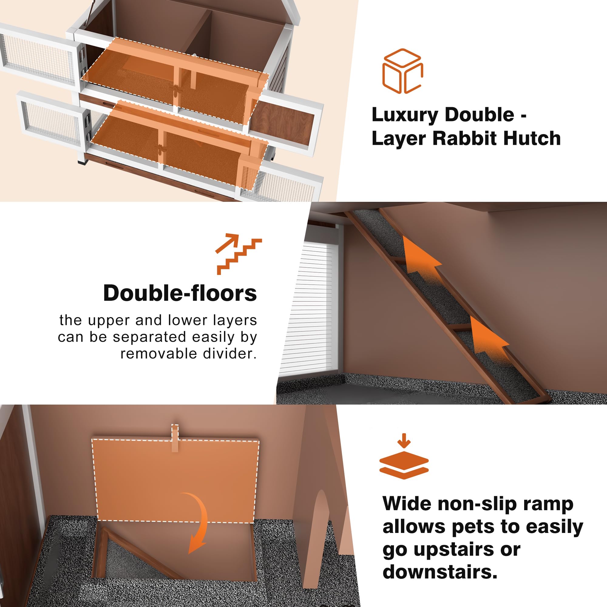 AMZOSS rabbit hutch features waterproof asphalt roof for weather protection.