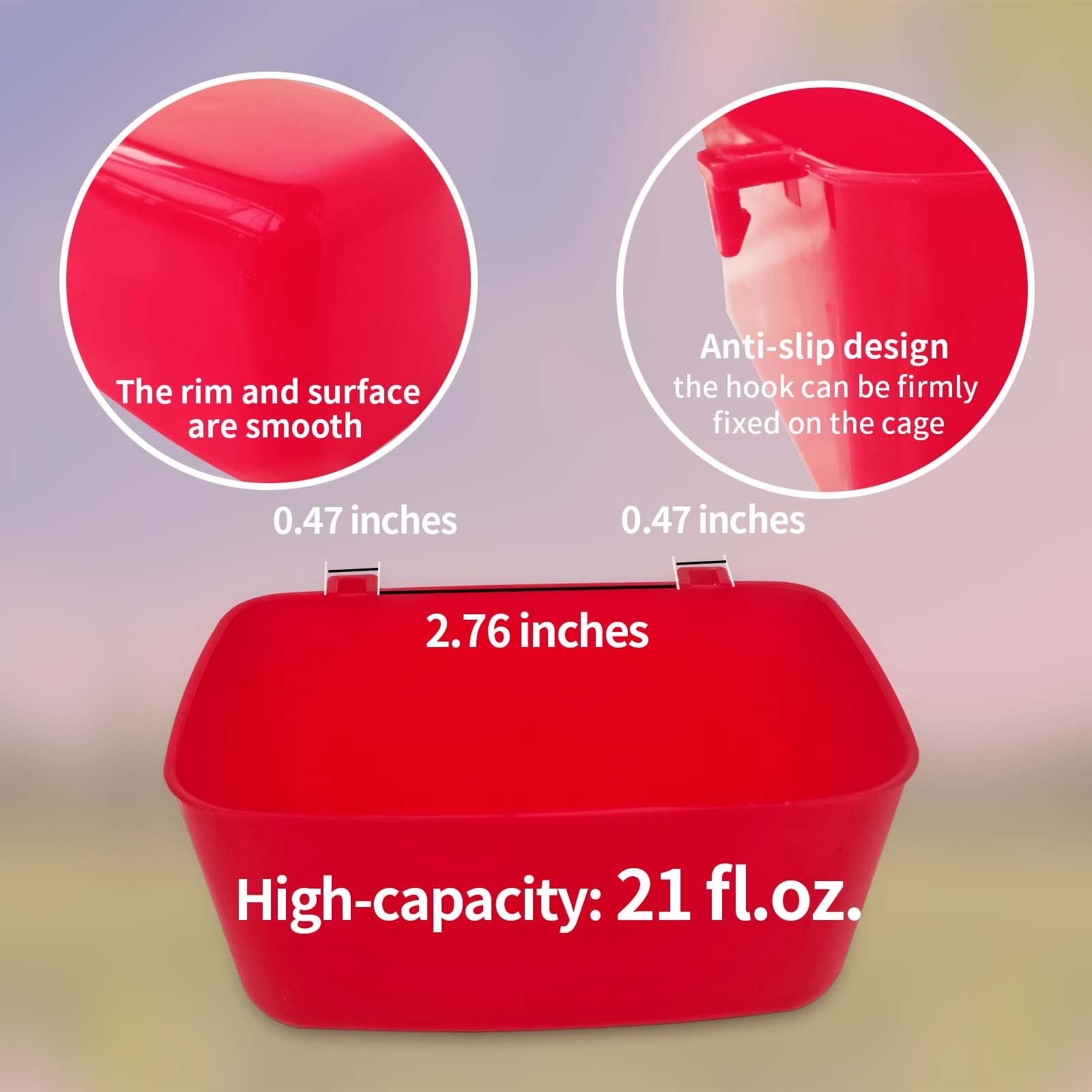 AMZSYLV upgraded plastic feeder cups resist odors and ensure safe, durable use.
