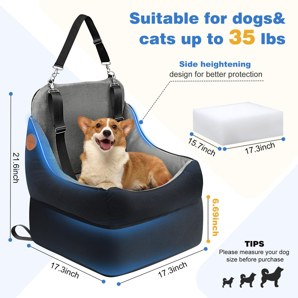Amztrip Elevated Dog Seat Seamless-Interior reduces leg snag risk during trips.