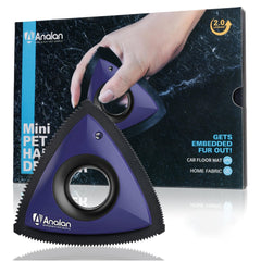 Analan Mini Pet Hair Remover triangle design for car interiors; easily lifts hair from upholstery.