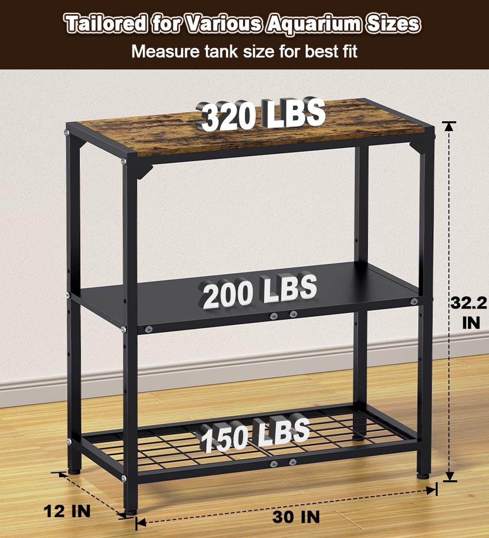 AnBaiMei adjustable middle shelf enables flexible storage for supplies and small tanks.