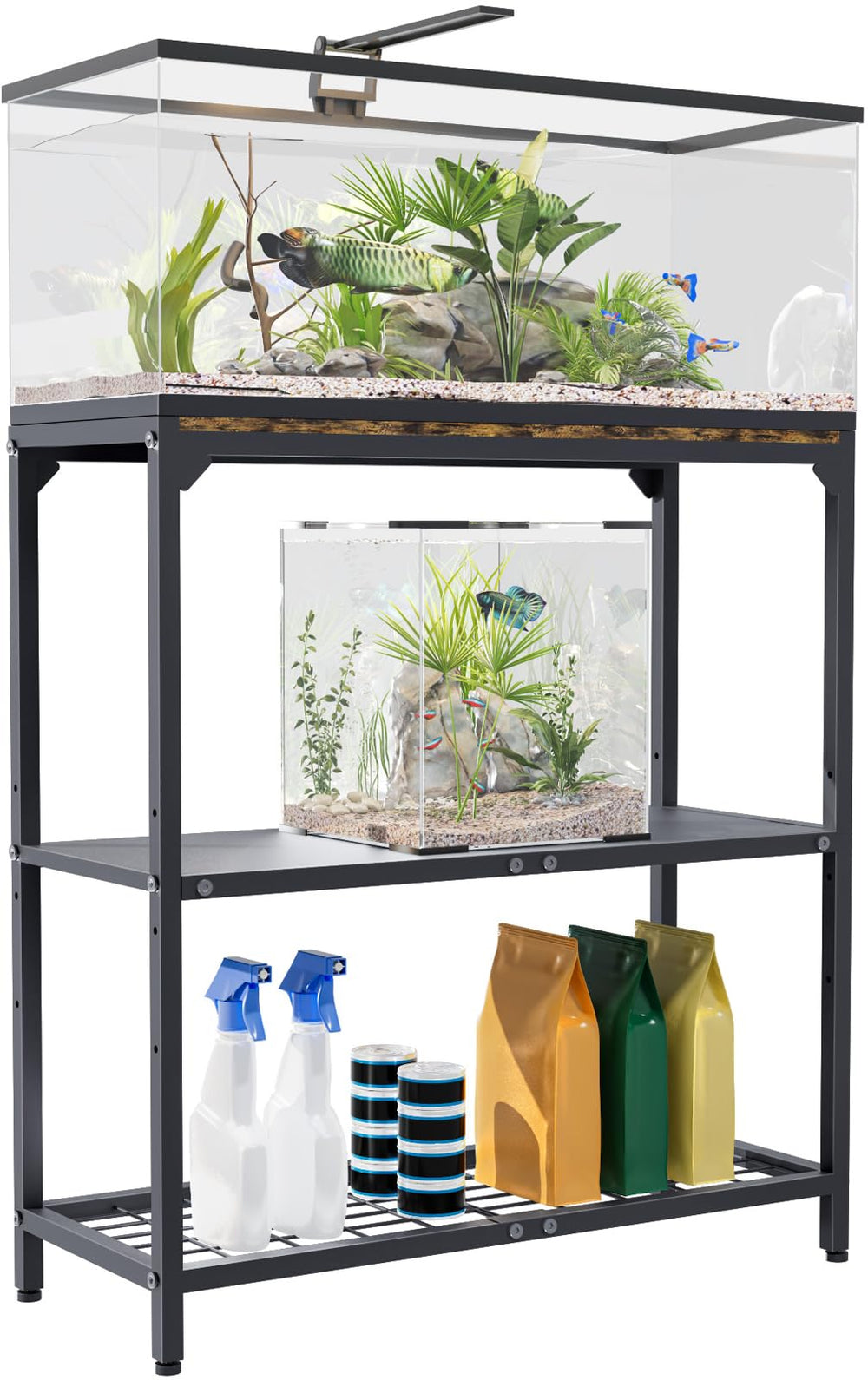 AnBaiMei aquarium stand top tier supports 5–30 gallon tanks with a sturdy surface.
