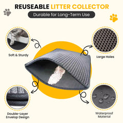 Andalus Brands dual-layer litter mat traps litter for less mess.
