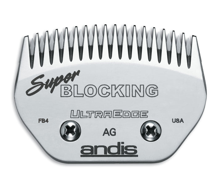 Andis 64340 UltraEdge blocking blade front view with carbon-infused steel for long-lasting edge