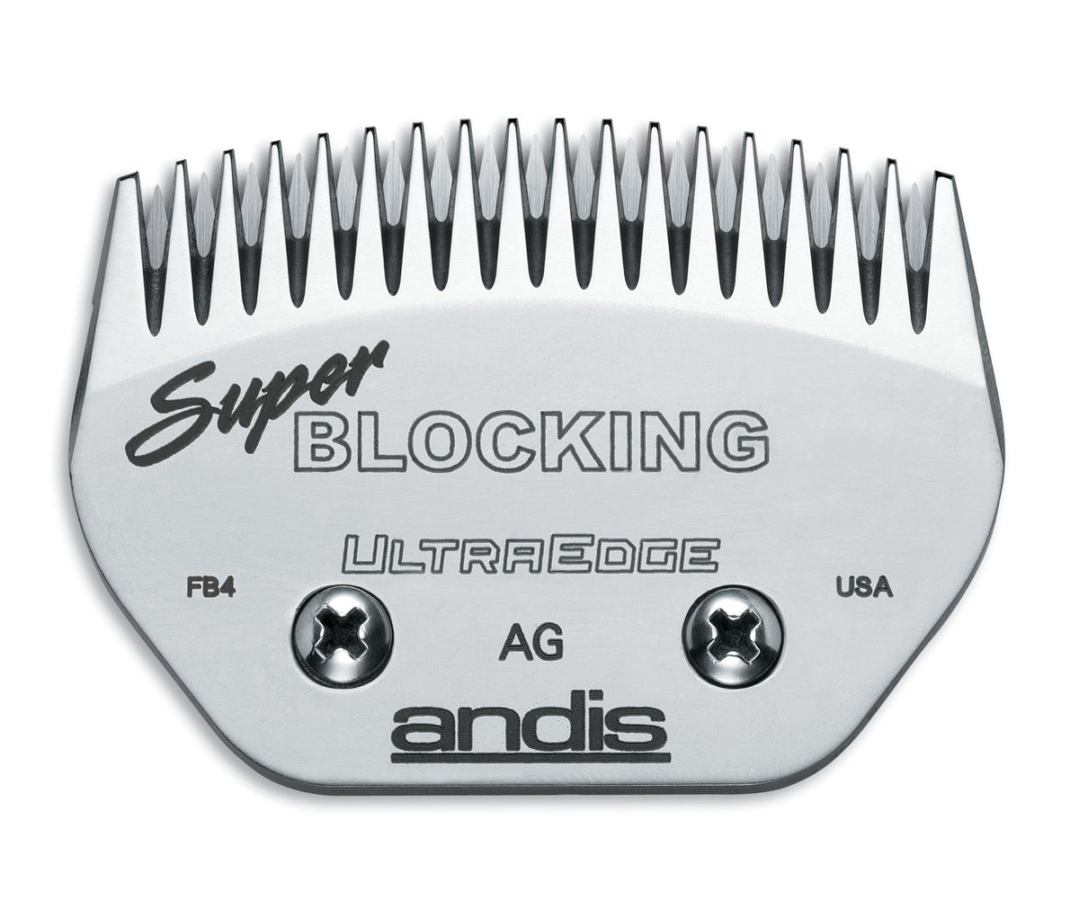 Andis 64340 UltraEdge blocking blade front view with carbon-infused steel for long-lasting edge