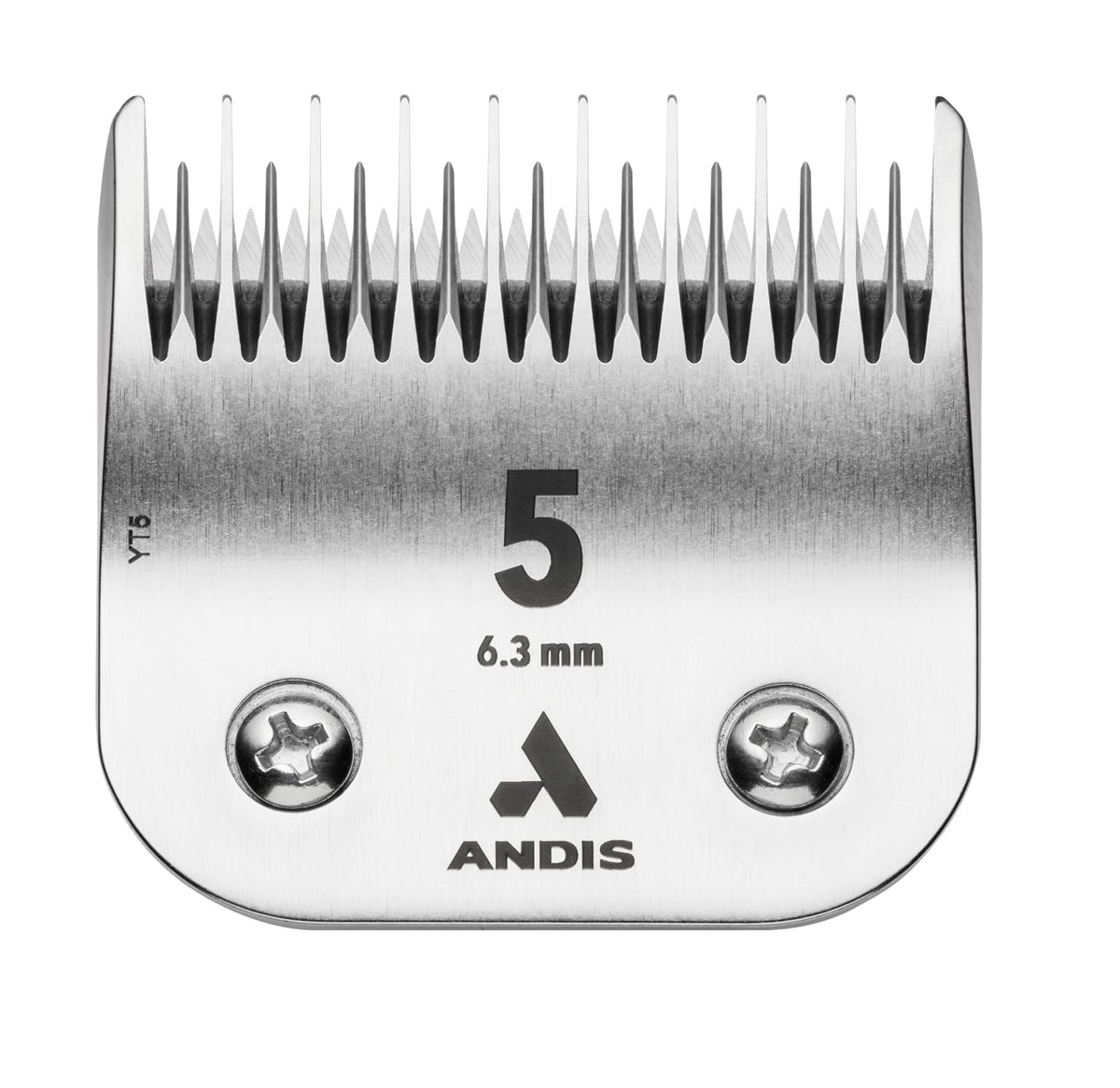 Andis carbon-infused UltraEdge blade close-up showing sharp, durable edge for precise finishes.