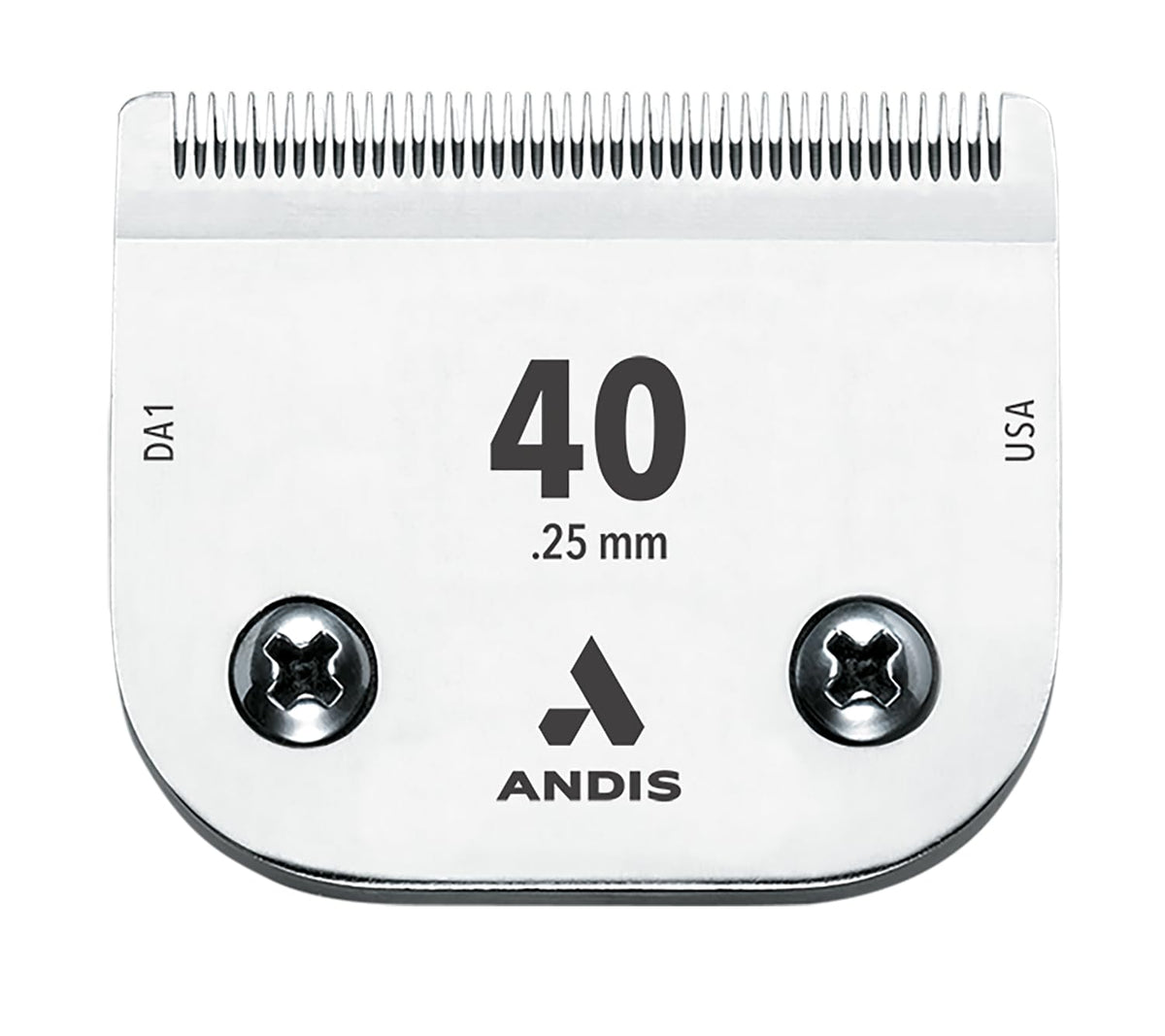 Andis CeramicEdge blade close-up showing 0.25mm cut length for precise trimming.