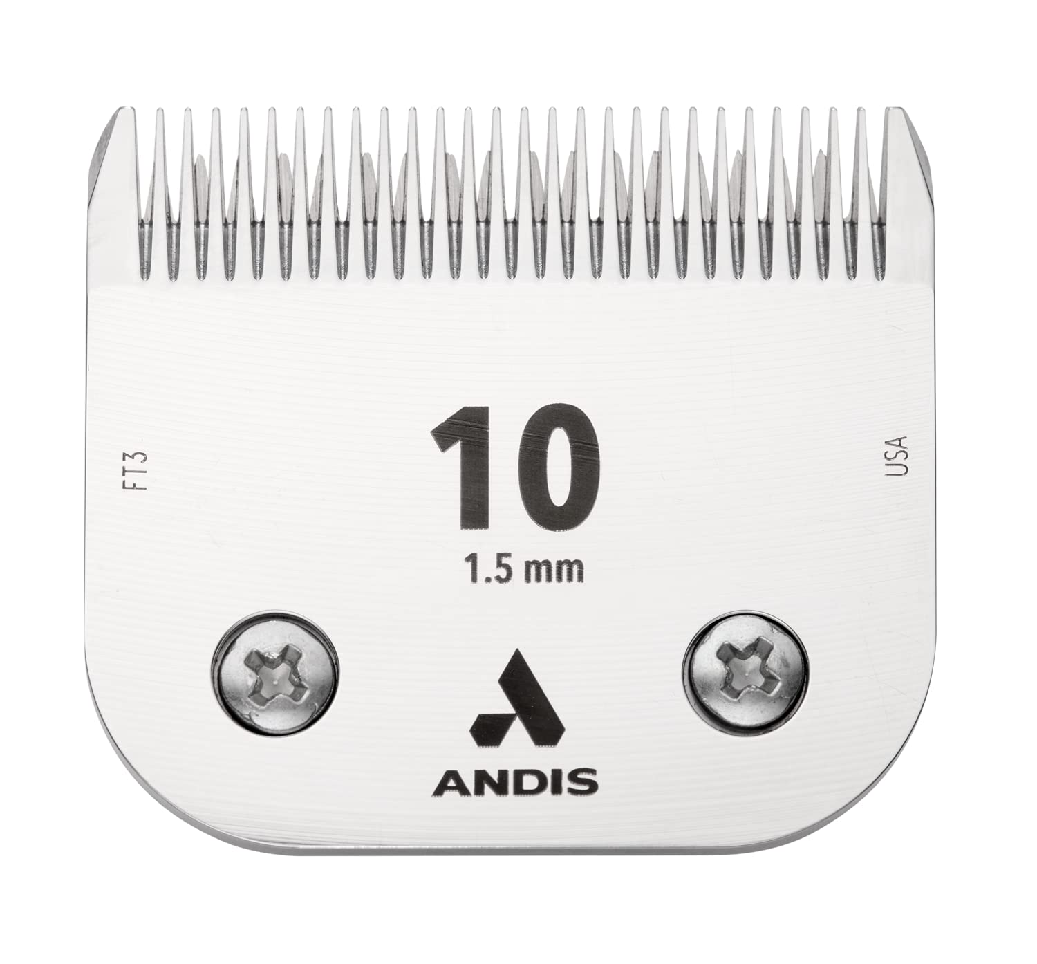 Andis ceramicEDGE Size 10 blade closeup, showcasing smooth cutting and cooler operation for pets.