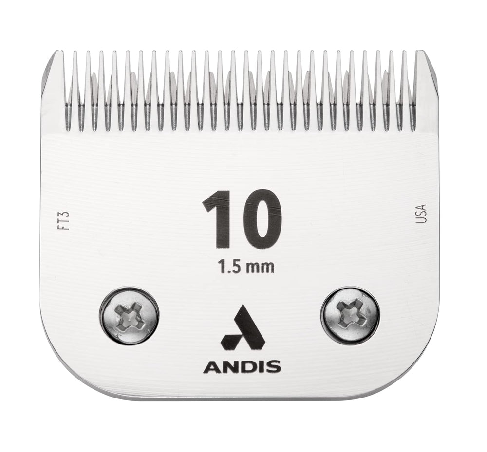 Andis ceramicEDGE Size 10 blade closeup, showcasing smooth cutting and cooler operation for pets.
