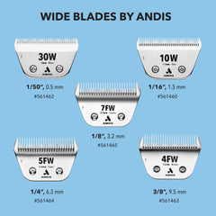 Andis ceramicEDGE Wide Blade in use on a dog demonstrates faster grooming sessions.