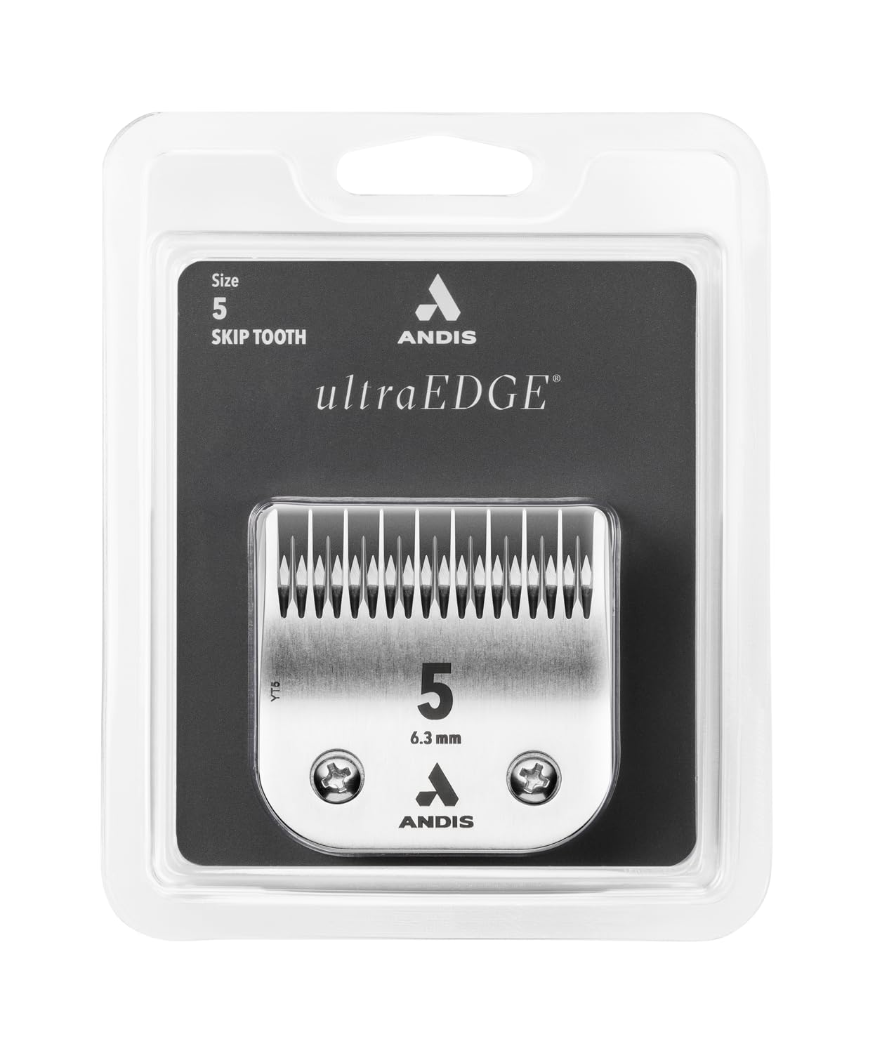 Andis chrome finish blade resists rust for reliable grooming sessions.