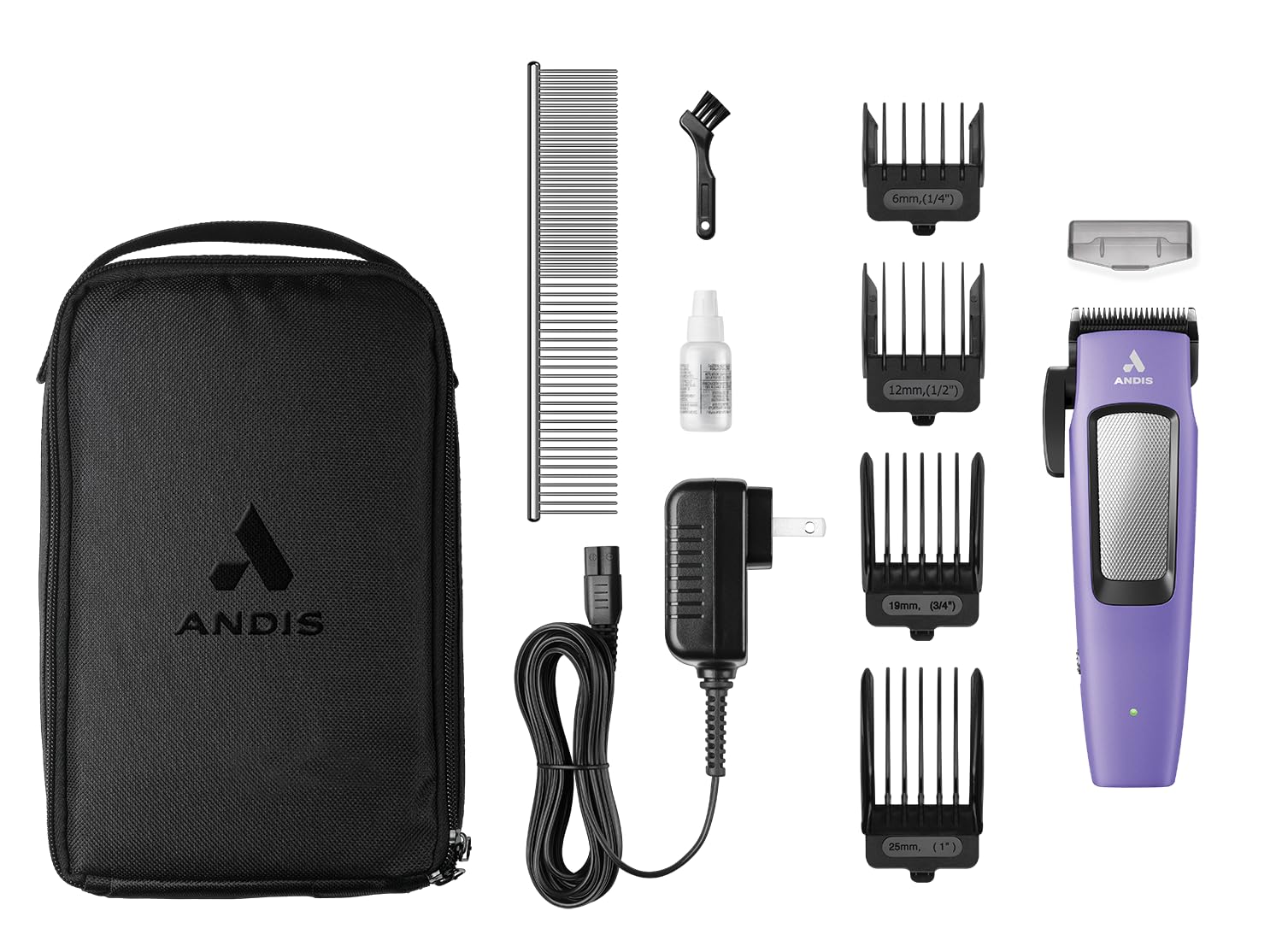 Andis Easy Clip Cordless II purple body for stylish grooming