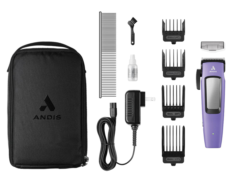 Andis Easy Clip Cordless II purple body for stylish grooming