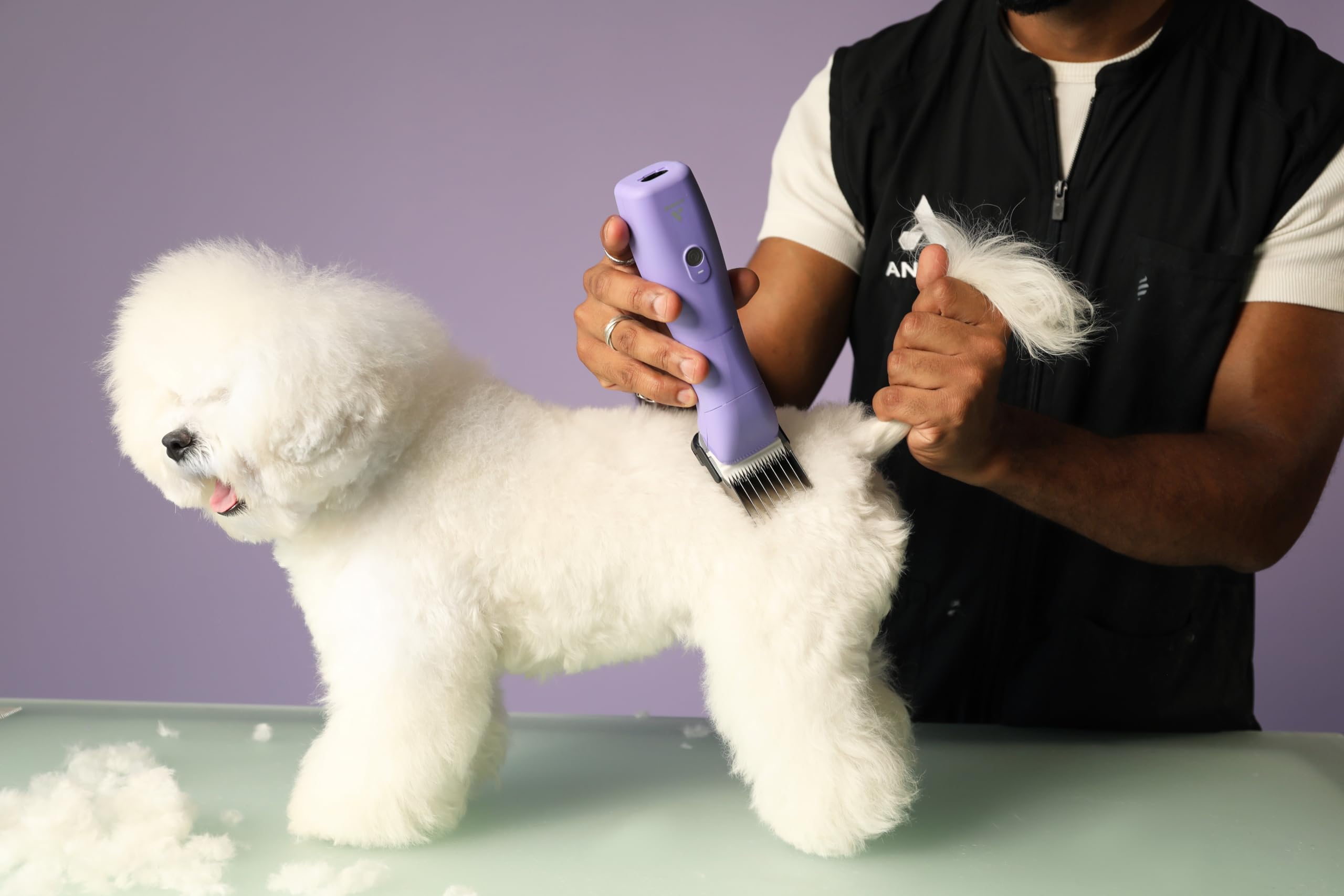 Andis eMERGE purple body adds stylish visibility in busy salons.