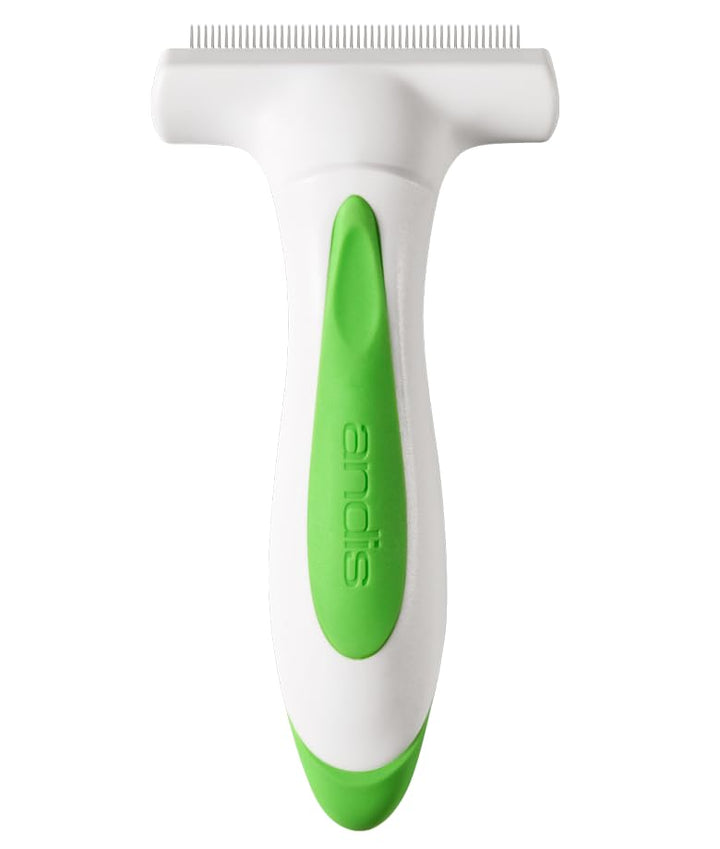 Andis rake in action with ergonomic handle for comfortable all-day grooming