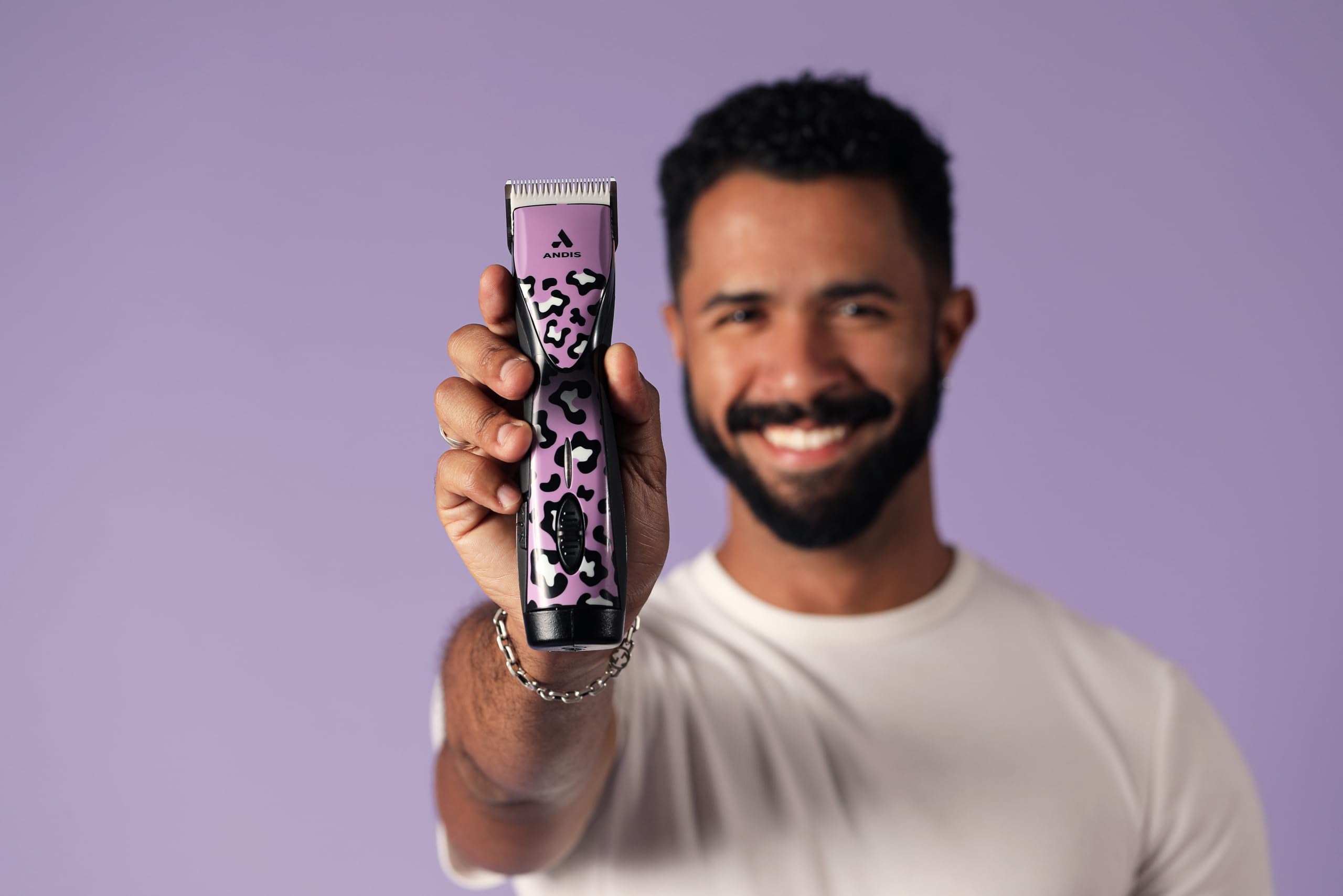 Andis Pulse ZR II cordless clipper with Wild colorway handle.