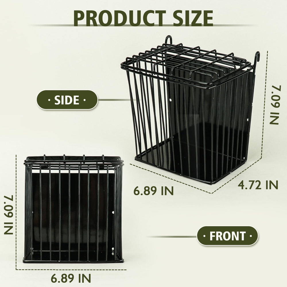 Andounier feeder includes buckles and straps for secure installation.