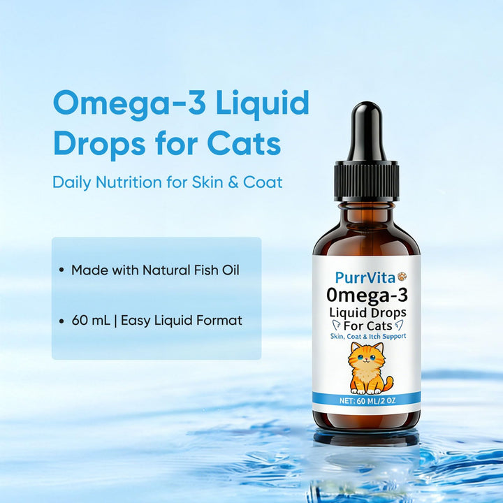 ANEFOSE PurrVita Omega-3 drops on a cat to boost skin and coat health.