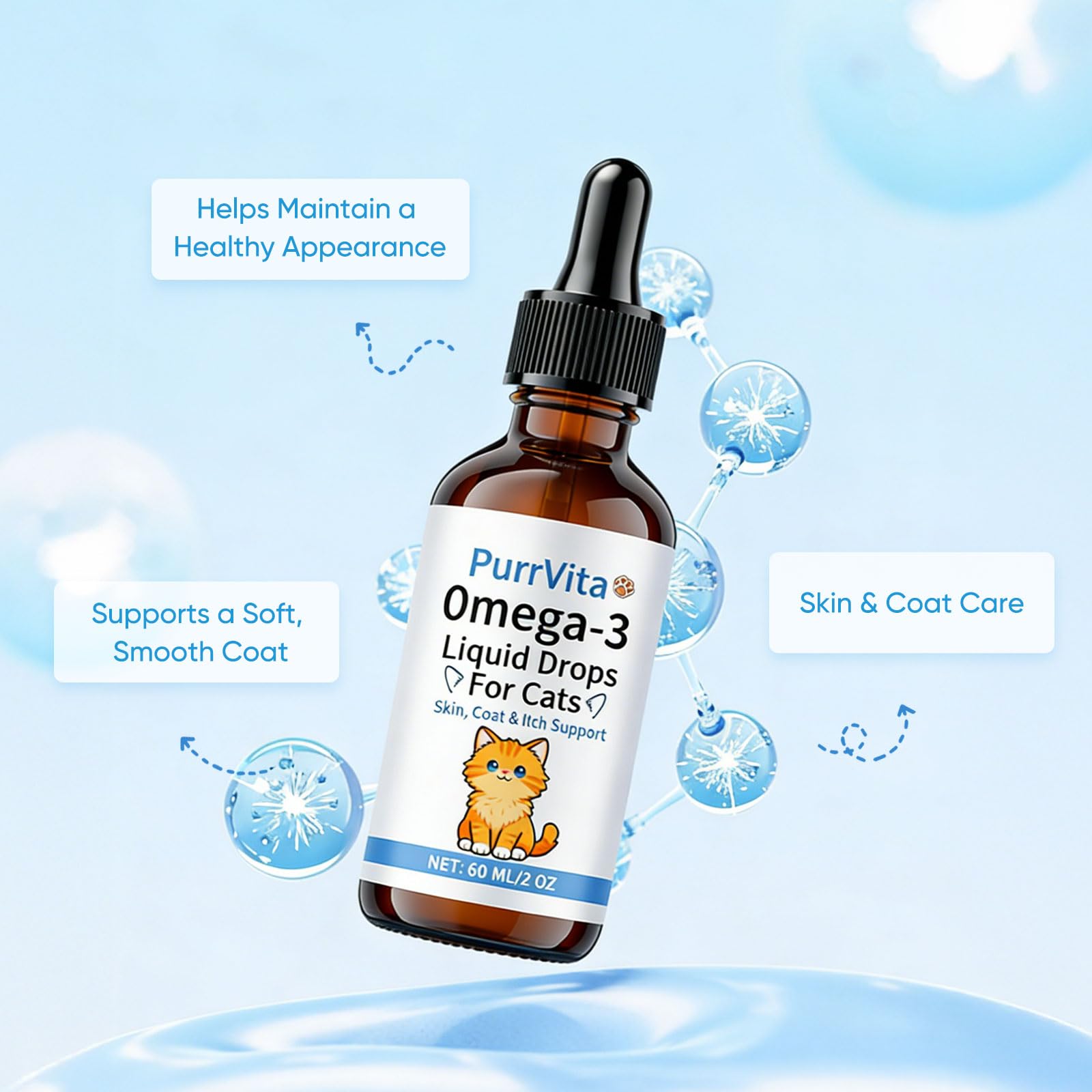 Mixing PurrVita drops with meals for easy daily use.