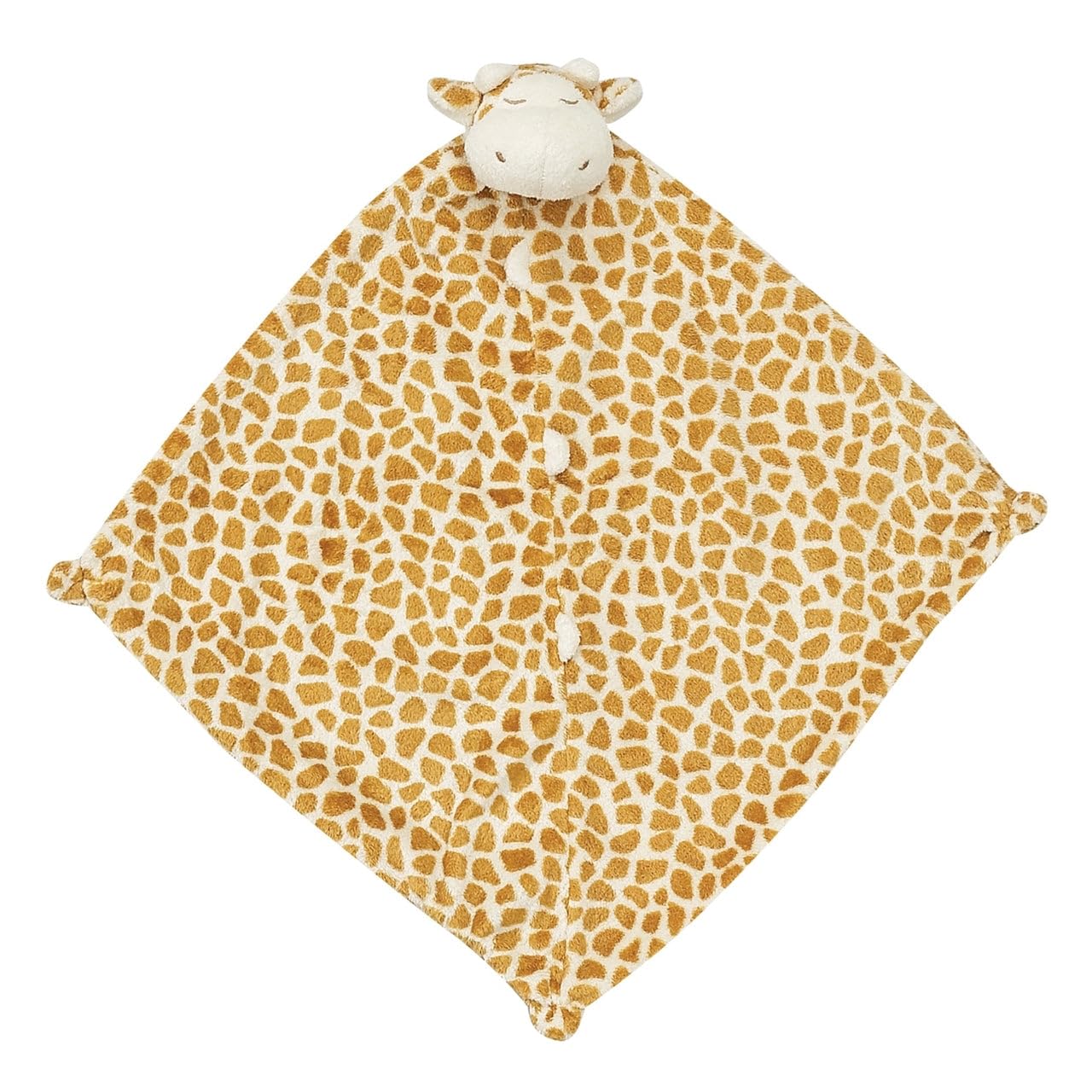 Angel Dear brown giraffe blankie front view highlights soft, cashmere-like fabric for gentle snuggles.
