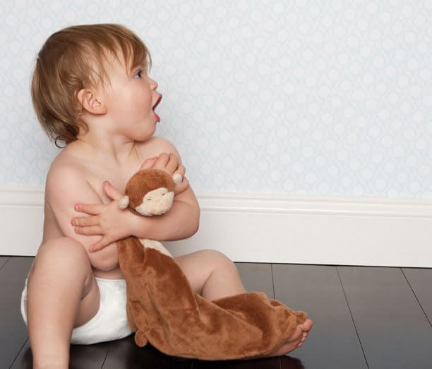 Angel Dear Brown Monkey Blankie close-up highlights plush texture for baby comfort