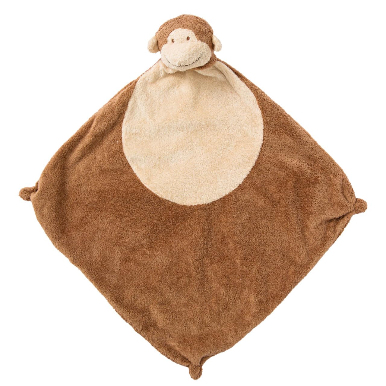Angel Dear Brown Monkey Blankie front view shows cashmere-soft fabric for soothing naps