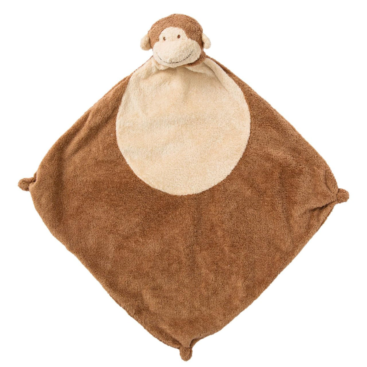 Angel Dear Brown Monkey Blankie front view shows cashmere-soft fabric for soothing naps