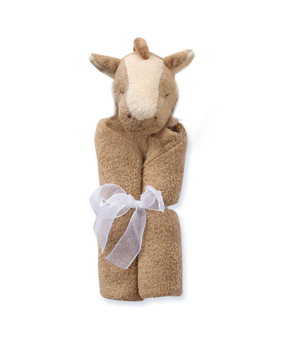 Angel Dear brown pony blankie close-up shows plush cashmere-soft fabric for gentle comfort.