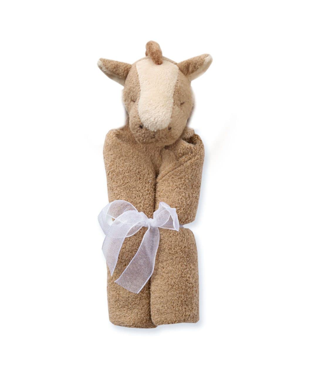 Angel Dear brown pony blankie close-up shows plush cashmere-soft fabric for gentle comfort.