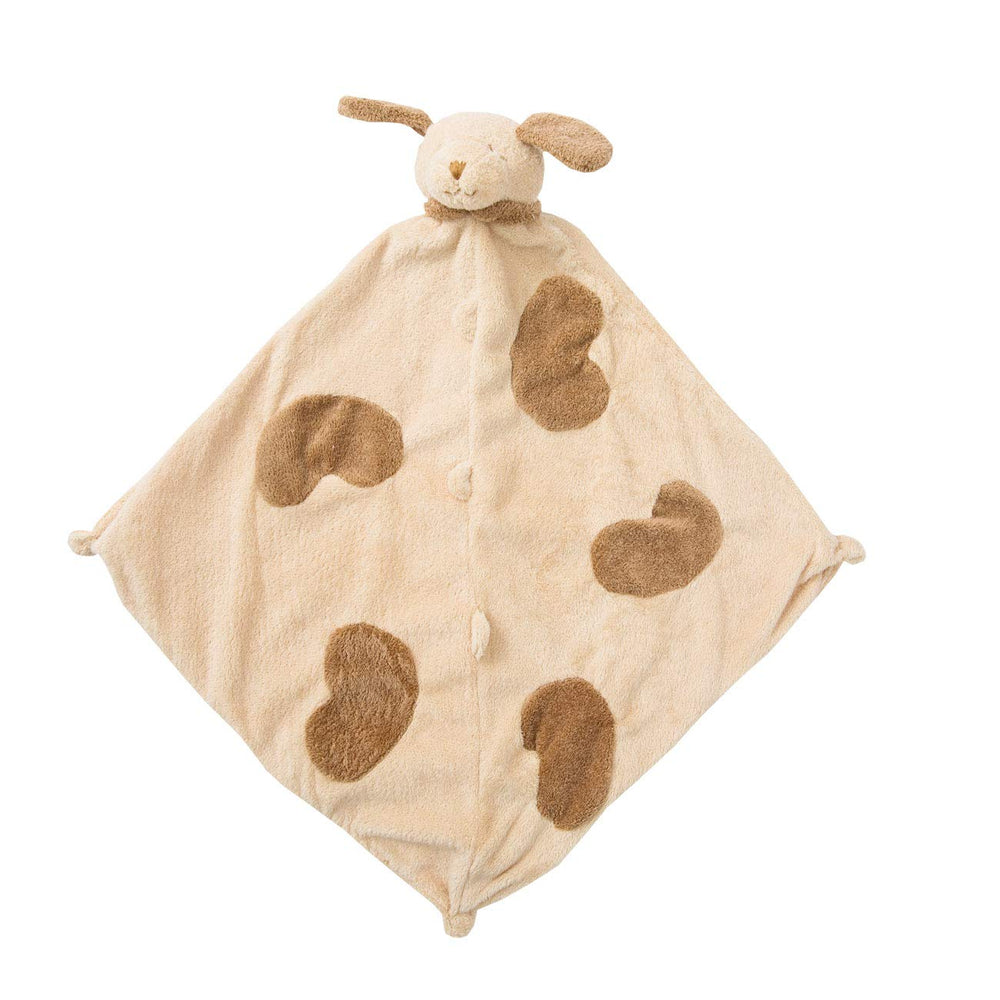 Angel Dear light brown puppy blankie close-up of cosy fabric for soft snuggles.