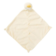 Angel Dear yellow duck blankie close-up, cashmere-soft fabric for babies.