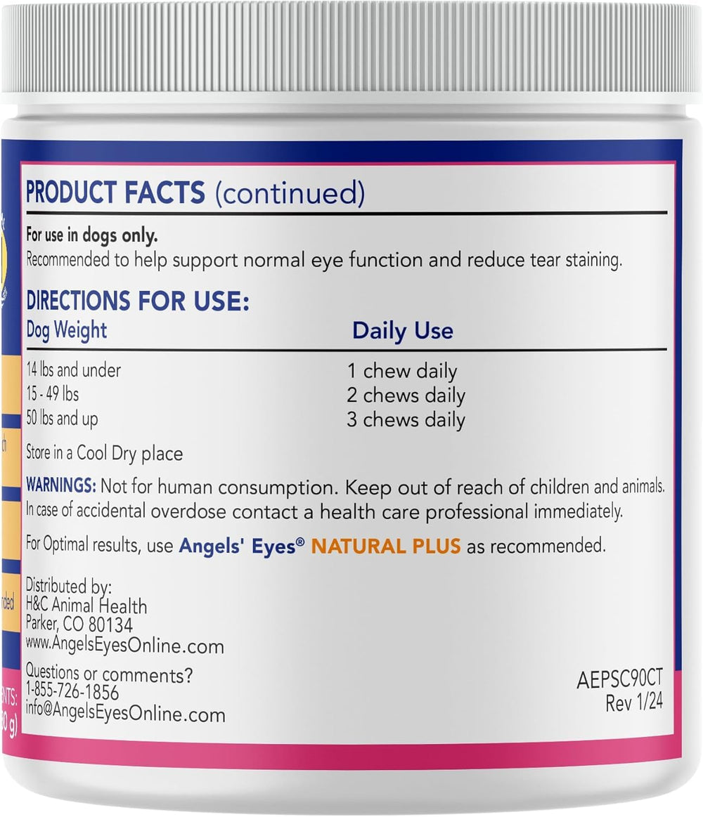 ANGELS' EYES Natural Plus is vet-recommended for easy daily dog care.