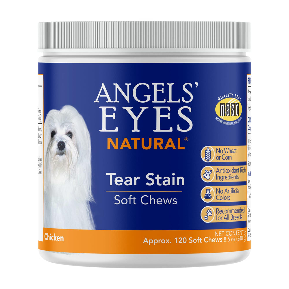 ANGELS' EYES natural tear-stain soft chews for dogs bottle view supports tear-stain reduction