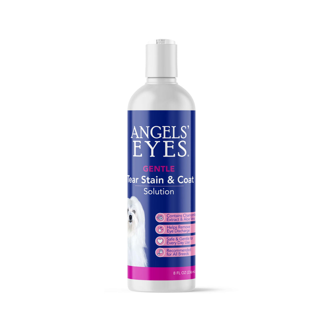 ANGELS' EYES tear stain solution around the eye area for gentle, effective cleaning.