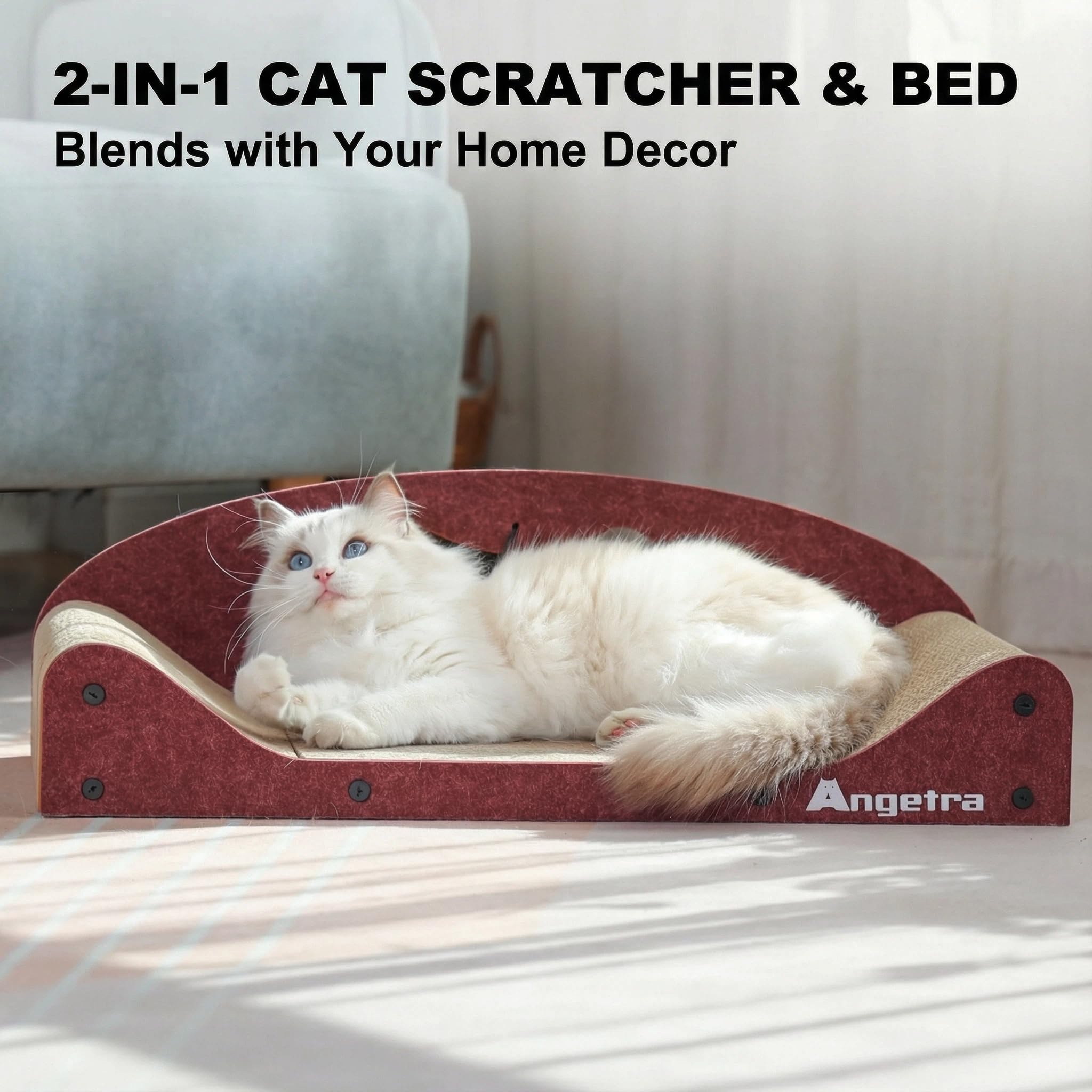 Angetra extra-large scratcher protects furniture and accommodates multiple cats.