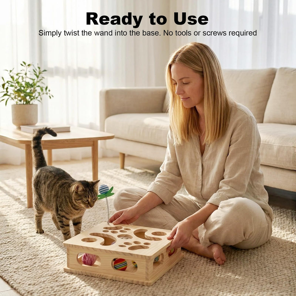 Angetra Pine Wooden Cat Puzzle Box in home decor blends with interior style
