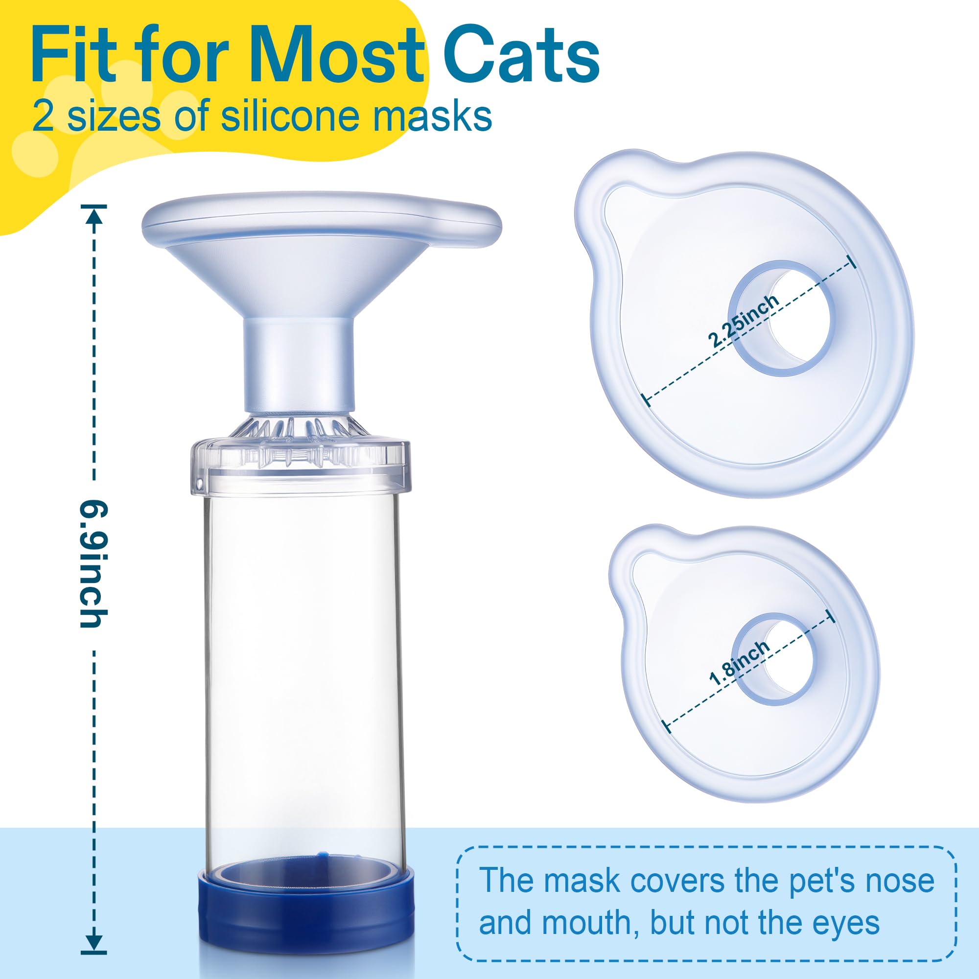 Anglechic cat inhaler mask small fits most cats for smooth breathing.