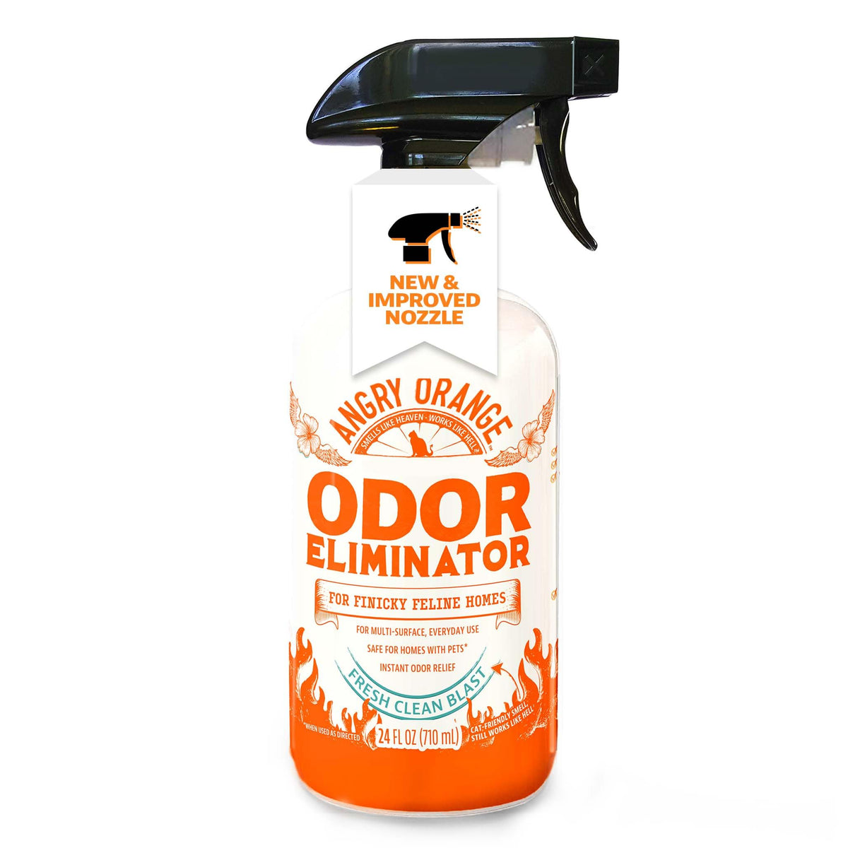 Angry Orange Fresh Scent Pet Odor Spray bottle ready for fast odor relief.