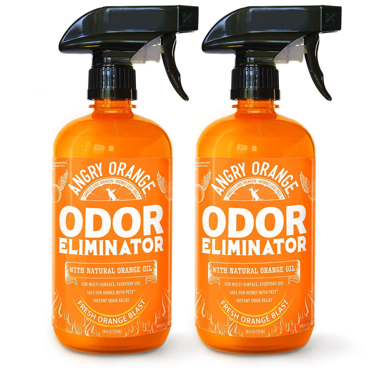 Angry Orange pet odor eliminator tackles strong odors on carpets for a fresher room.
