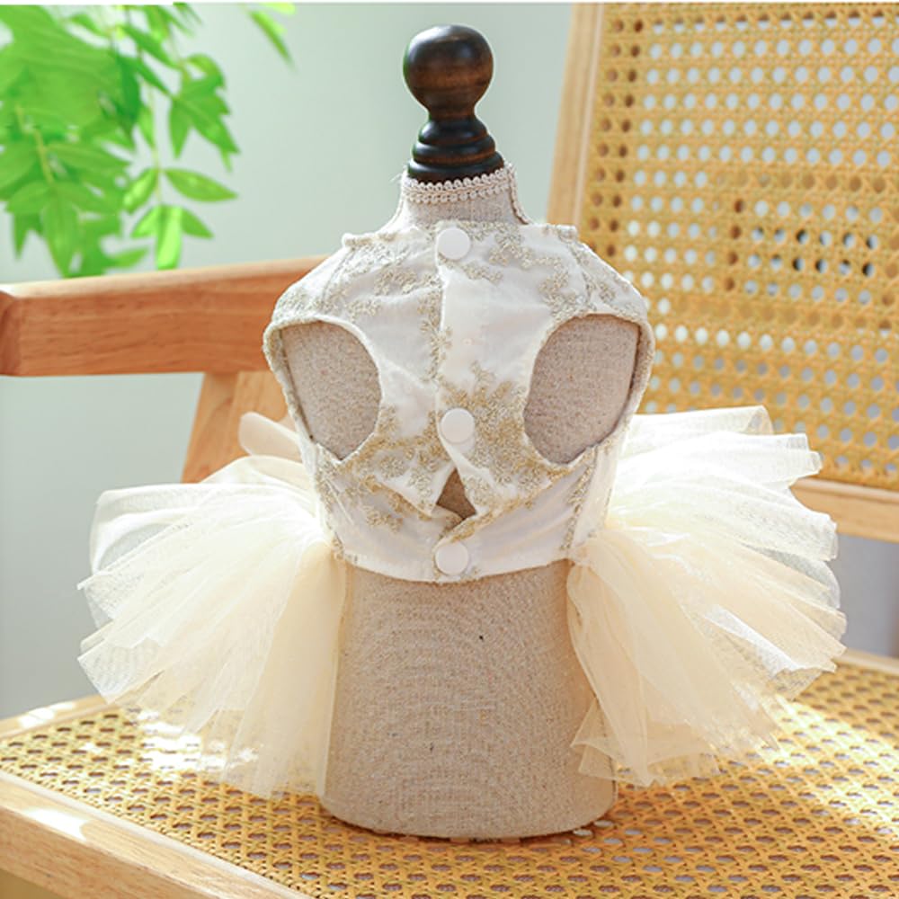 ANIAC dog dress with pearl ribbon decor for chic occasions