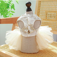 ANIAC dog dress with pearl ribbon decor for chic occasions