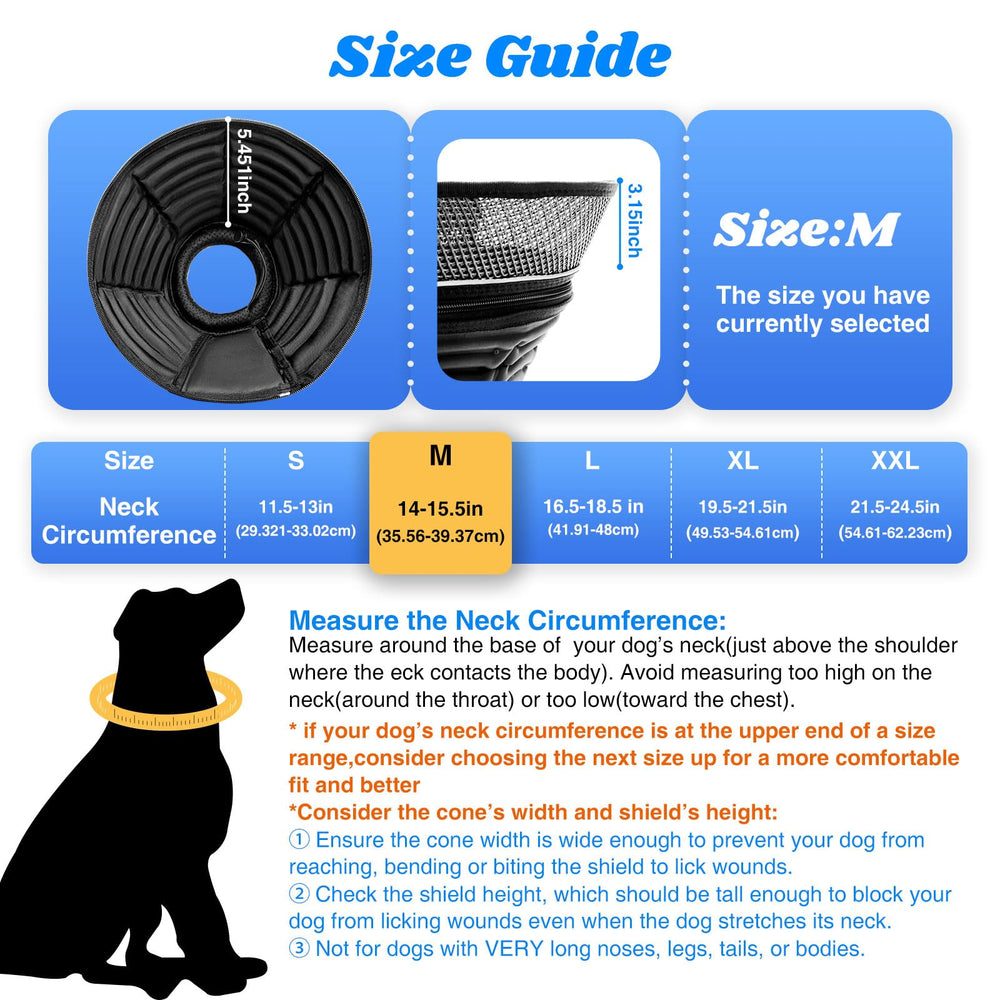 AnimaCure soft PVC donut cone offers comfortable wear for medium dogs.