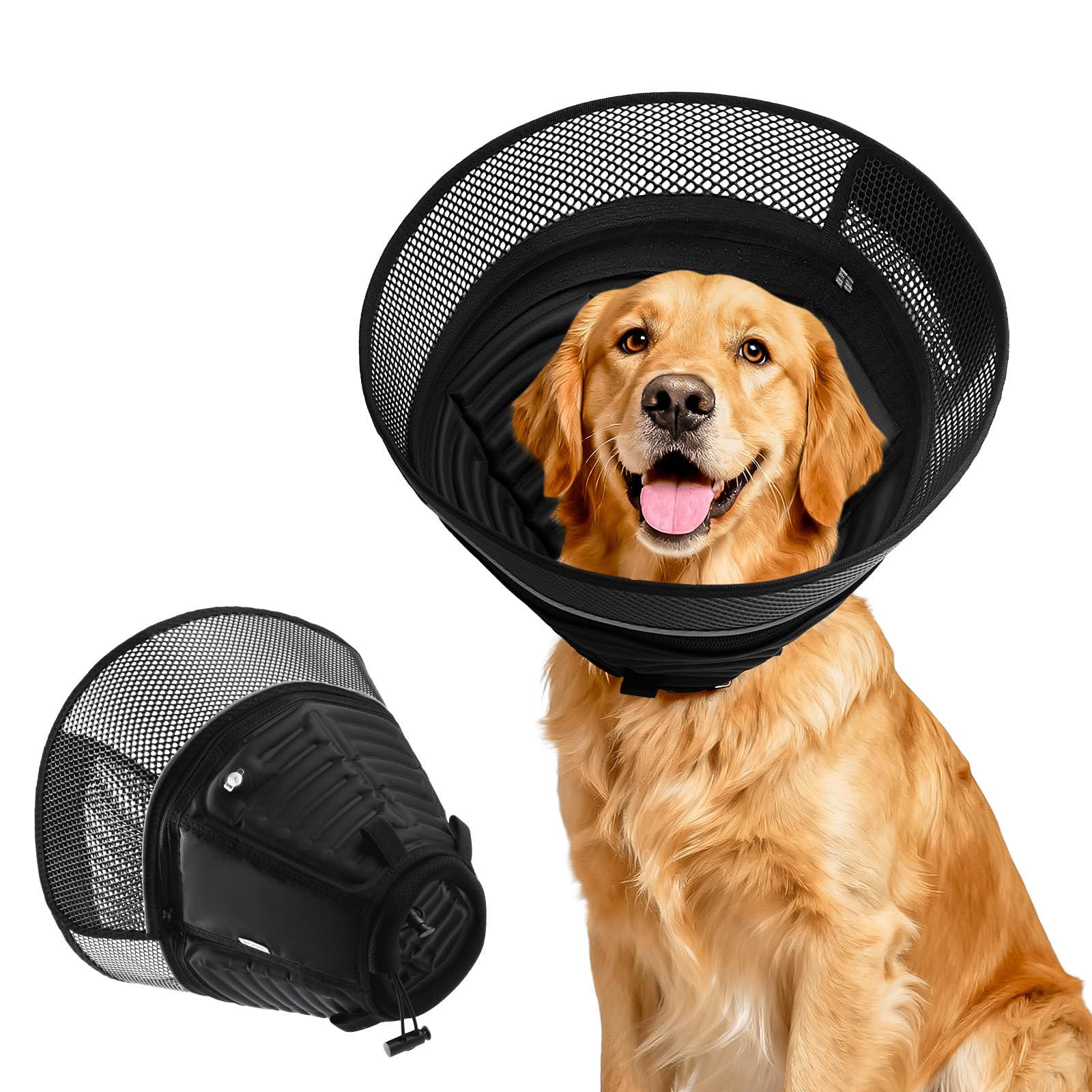 AnimaCure inflatable cone with shield reduces licking while promoting calm rest.