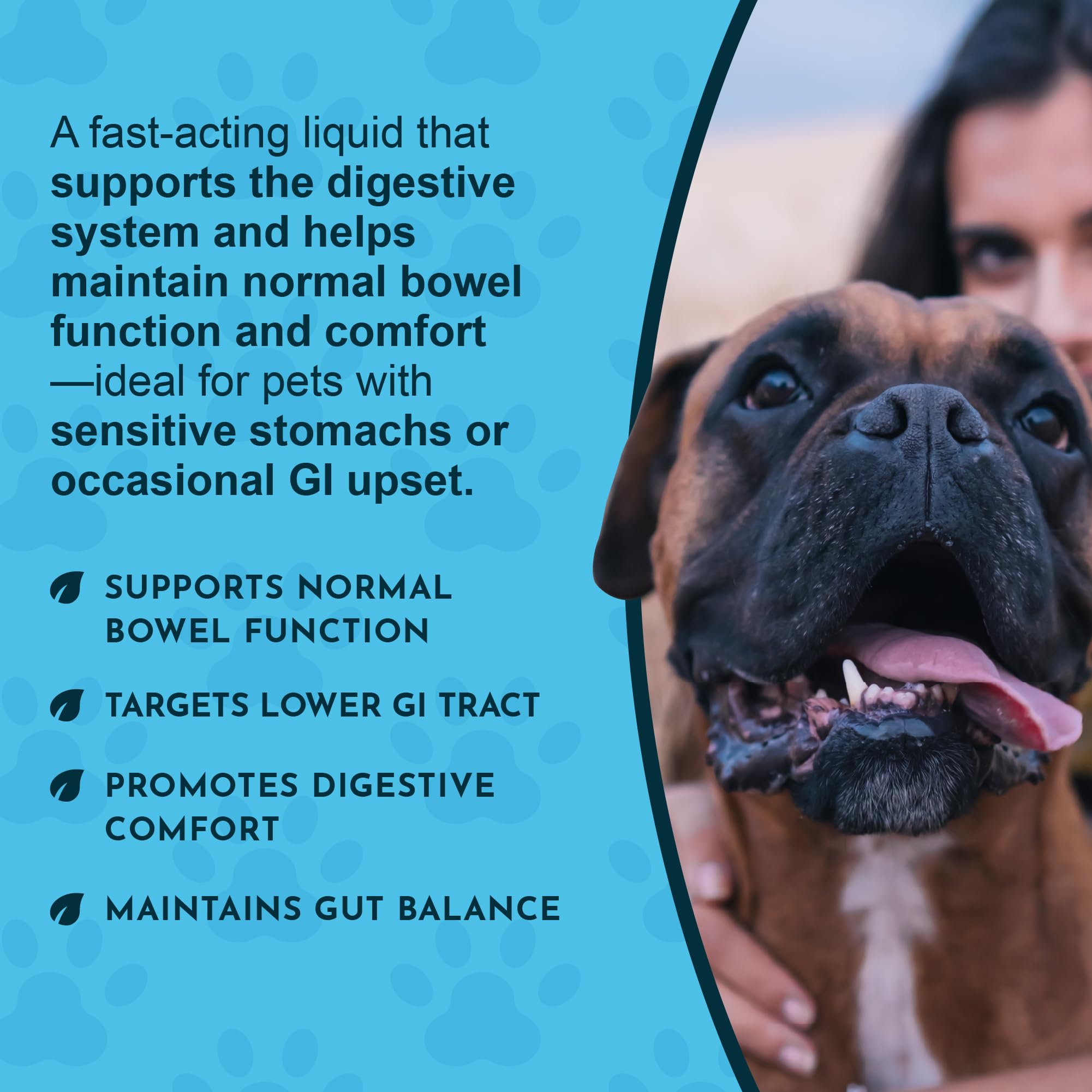 Pet owner administering Colon Rescue during occasional constipation episodes