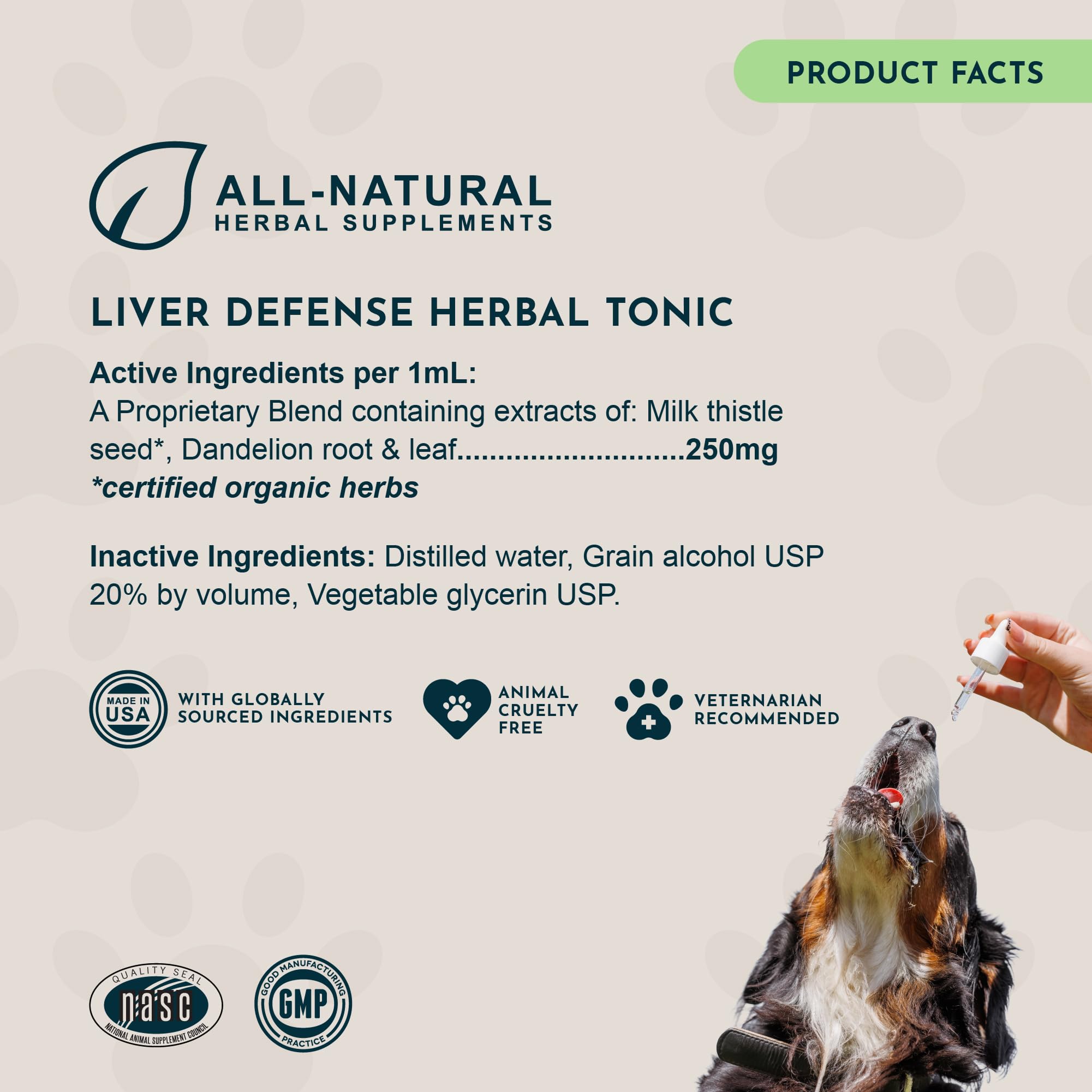 Brand logo and label of Animal Essentials Liver Defense